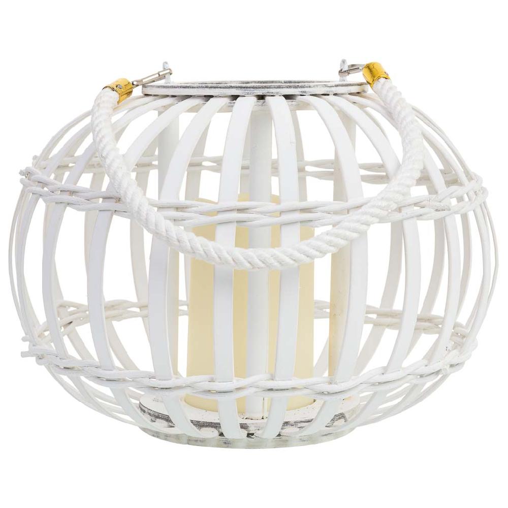 Creaciones Meng DECORACION - FAROLES - Farol De Bambu Y Madera Con Vela A Pilas