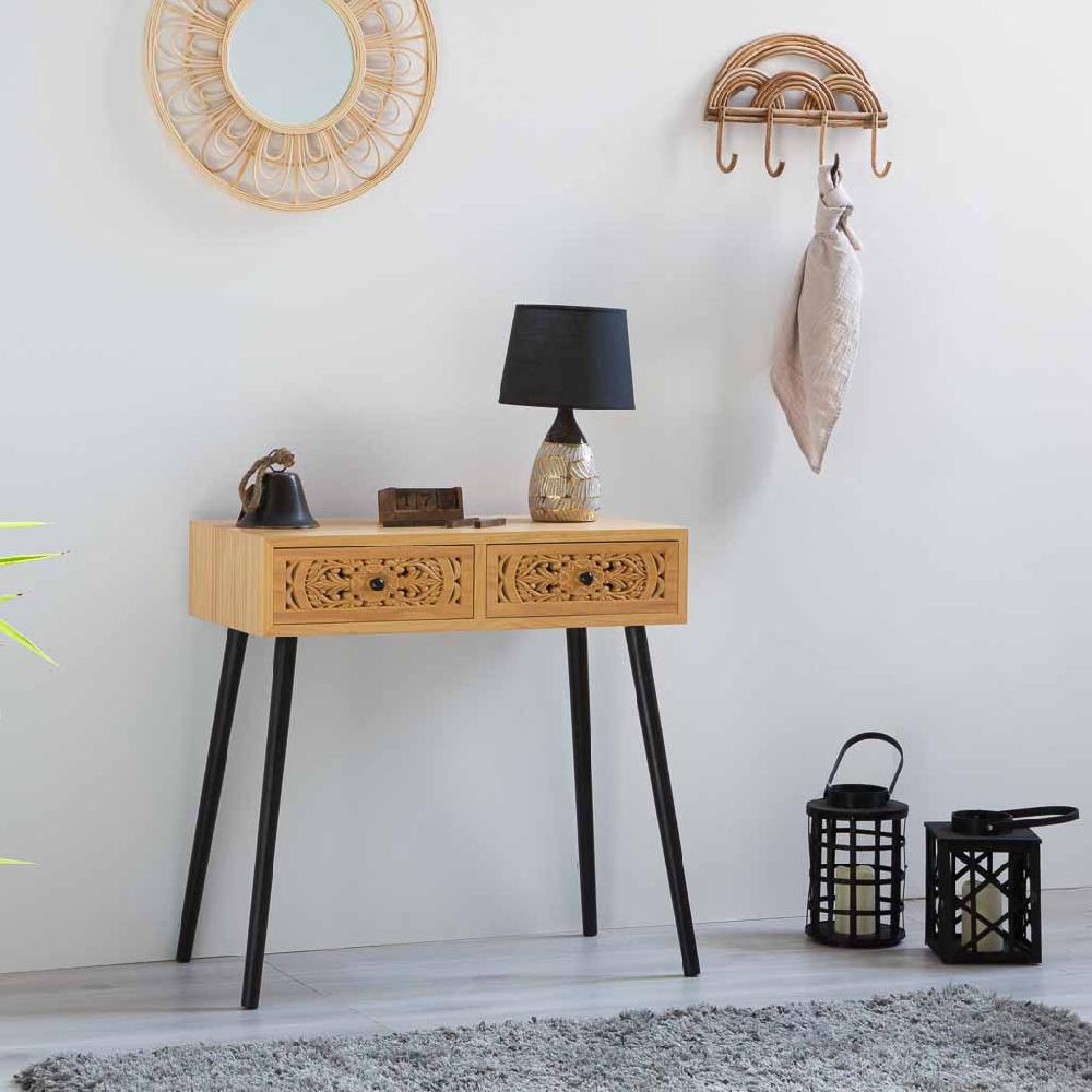 Creaciones Meng DECORACION - FAROLES - Farol De Bambu Y Madera Con Vela A Pilas