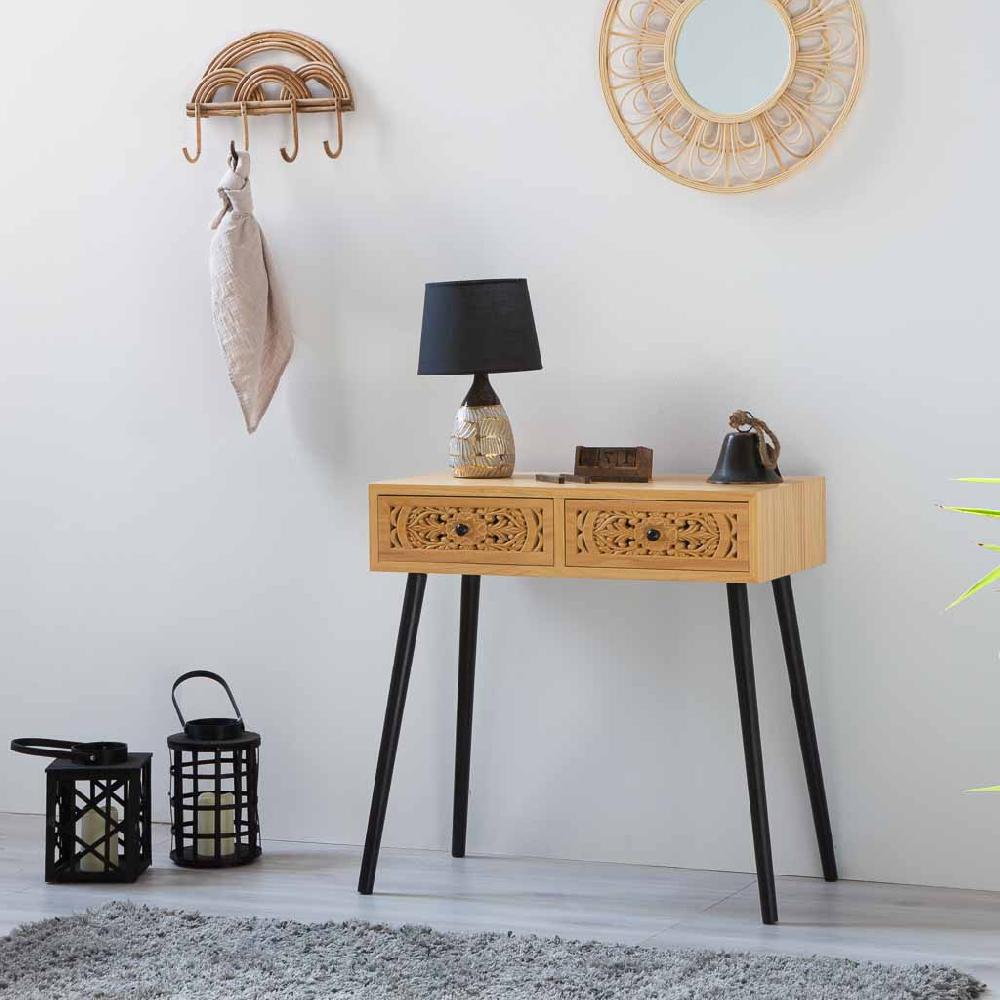 Creaciones Meng DECORACION - FAROLES - Farol De Bambu Y Madera Con Vela A Pilas