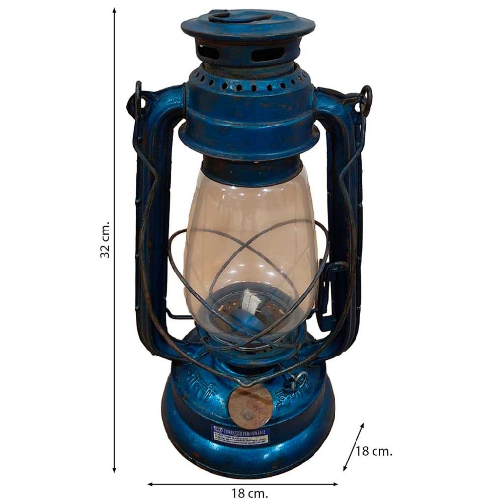 Creaciones Meng DECORACION - FAROLES - Farol De Metal Acabado Artesanal Azul