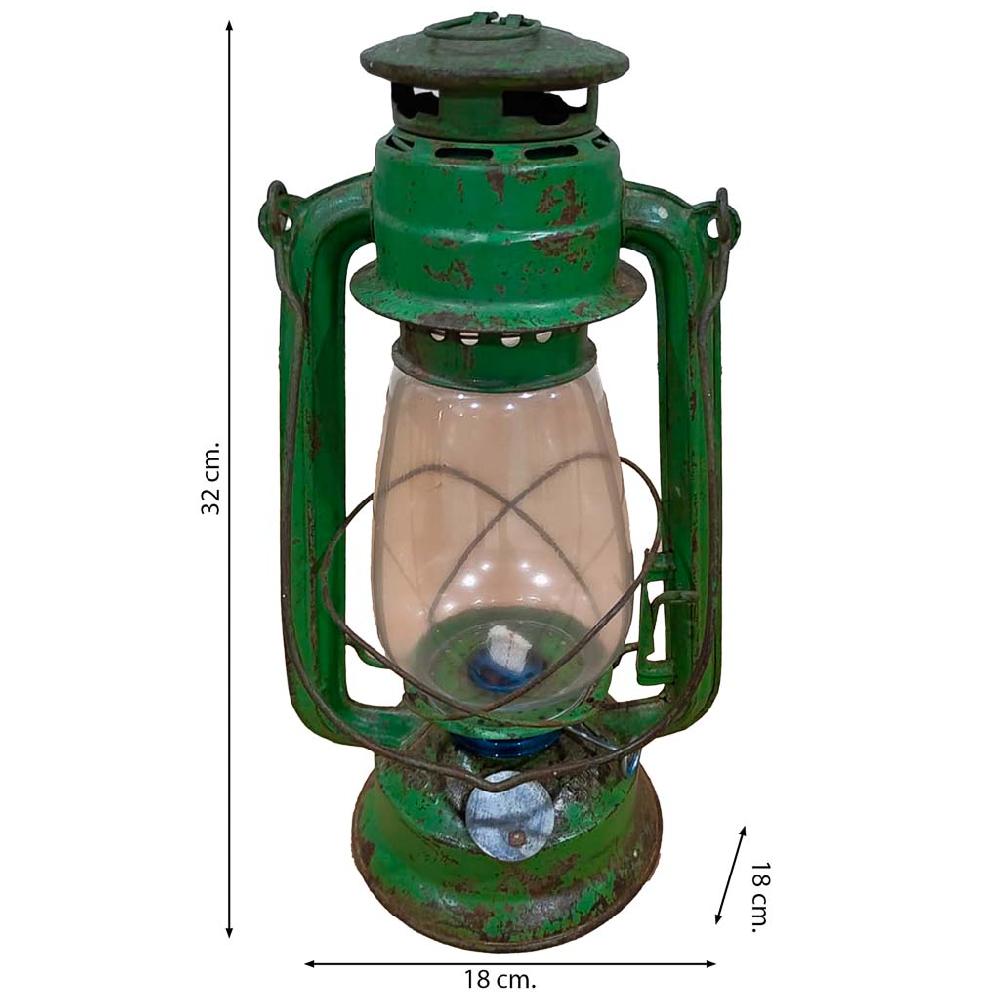 Creaciones Meng DECORACION - FAROLES - Farol De Metal Acabado Artesanal Verde