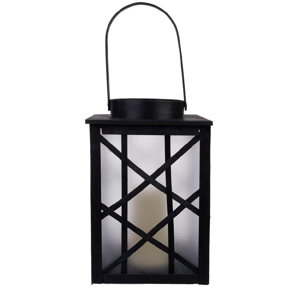 Creaciones Meng DECORACION - FAROLES - Farol De Plastico Y Madera Con Vela A Pilas