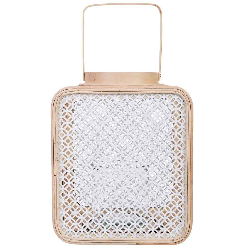 Creaciones Meng DECORACION - FAROLES - Farol De Ratan Y Metal Con Cristal