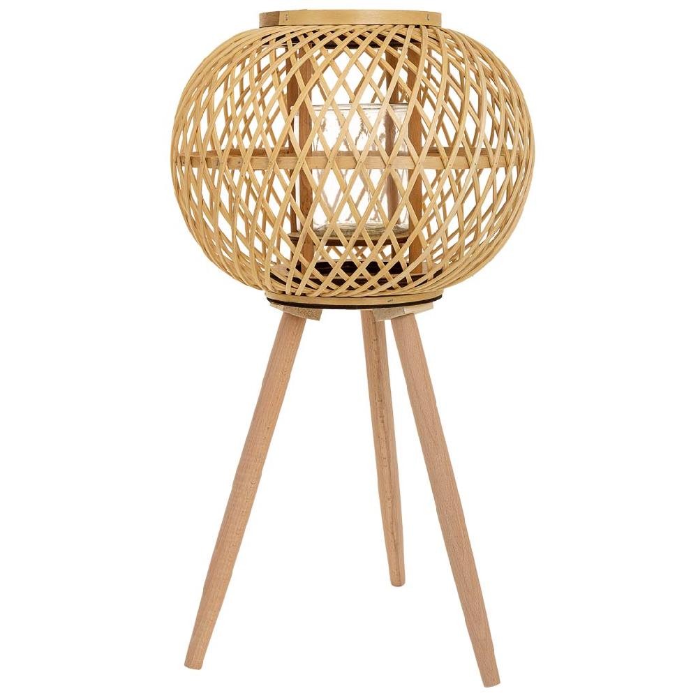 Creaciones Meng DECORACION - FAROLES - Farol Portavelasde Bambu Marron