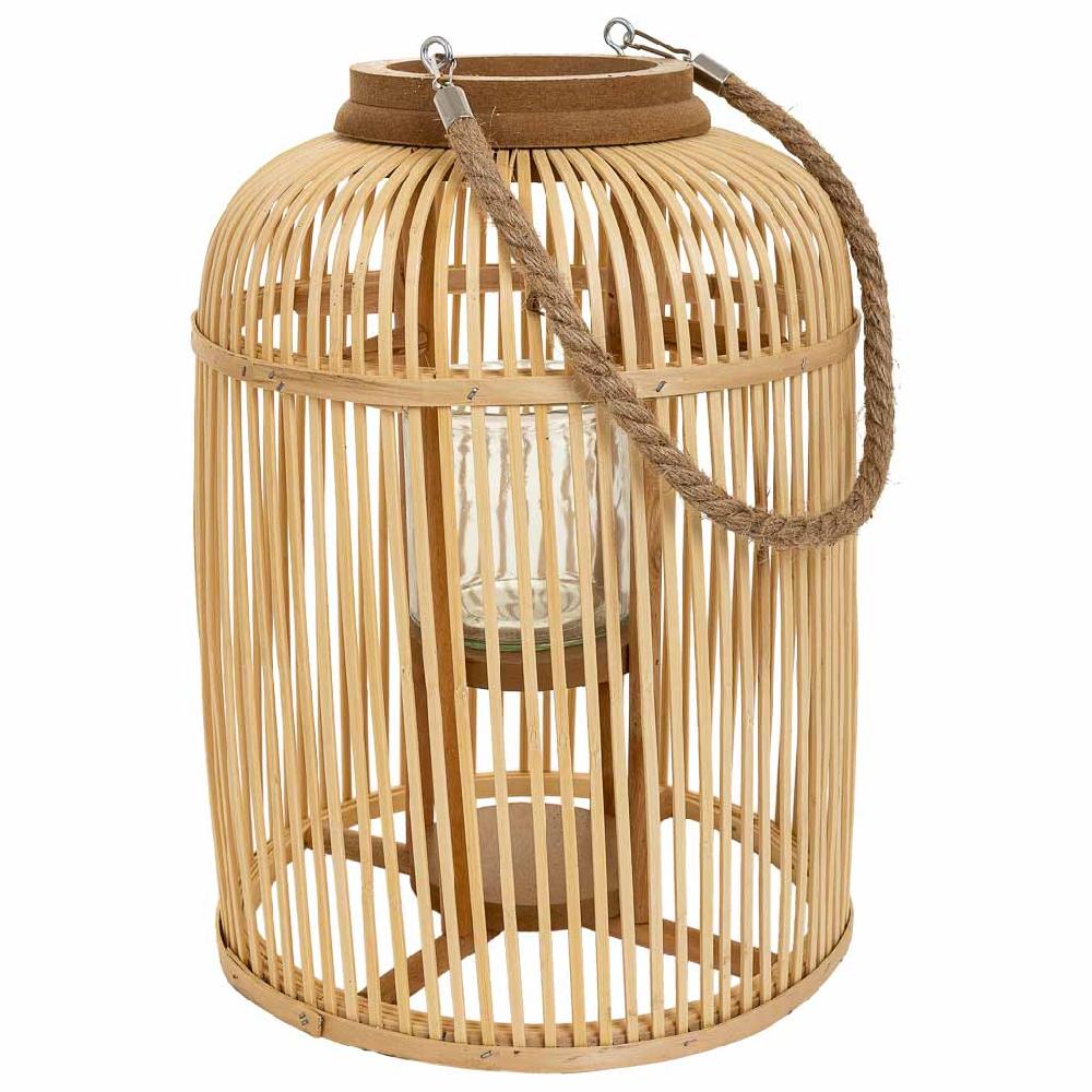 Creaciones meng DECORACION - FAROLES - farol portavelasde bambu marron