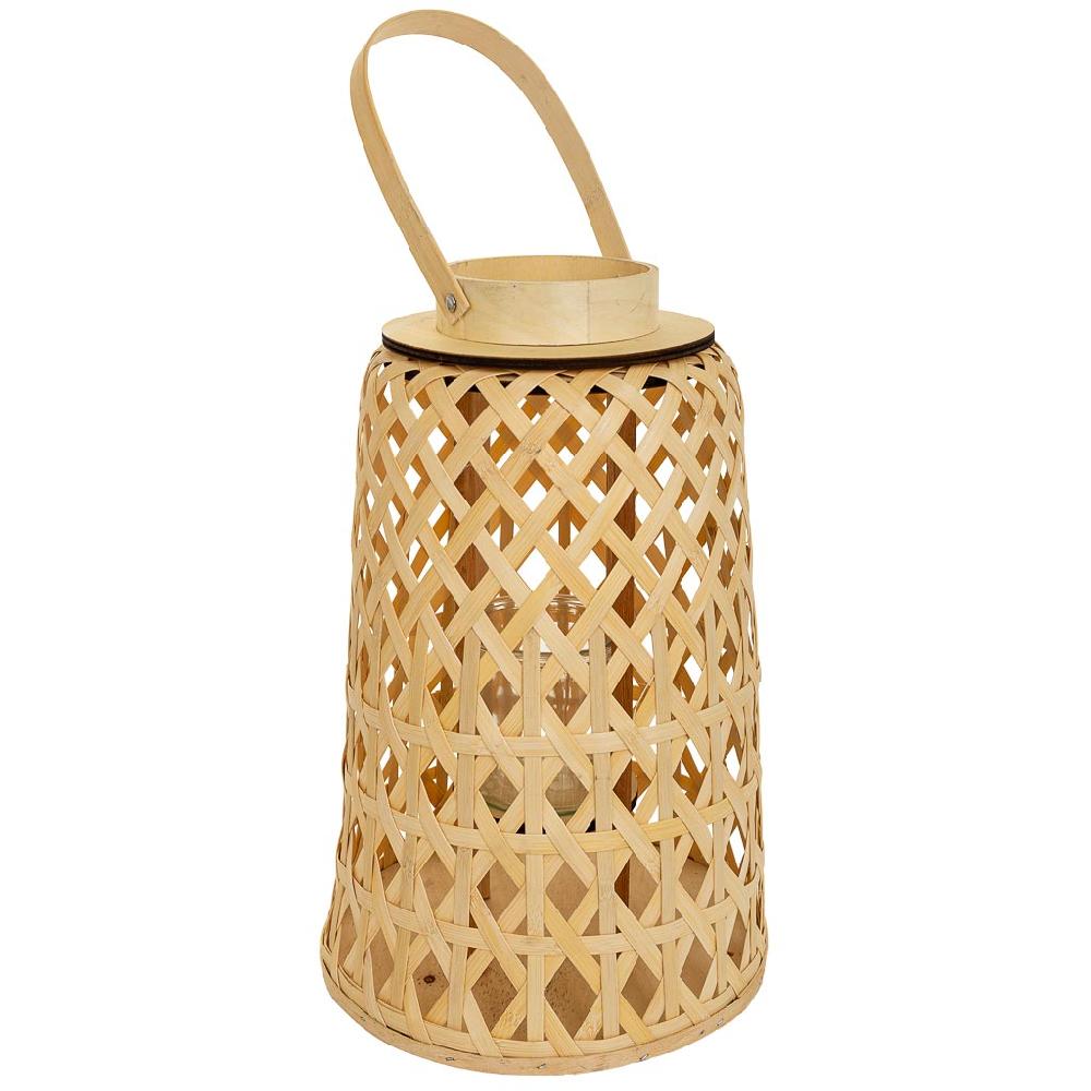 Creaciones meng DECORACION - FAROLES - farol portavelasde bambu marron