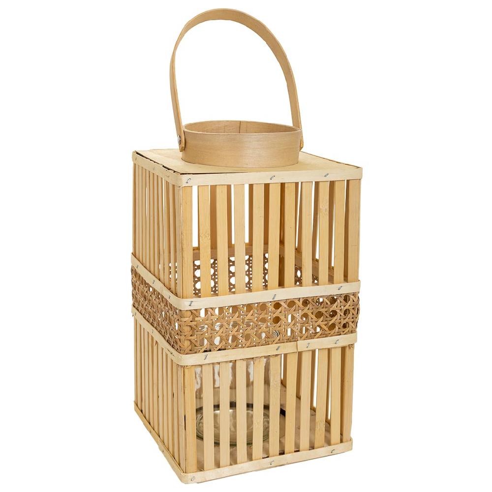 Creaciones meng DECORACION - FAROLES - farol portavelasde bambu marron