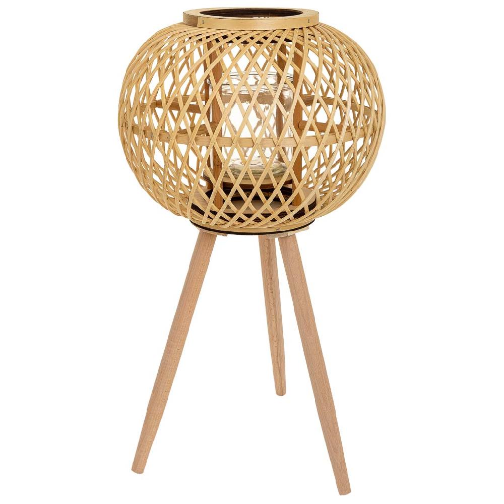 Creaciones meng DECORACION - FAROLES - farol portavelasde bambu marron