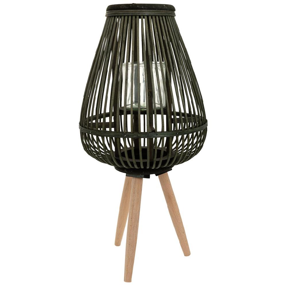 Creaciones Meng DECORACION - FAROLES - Farol Portavelasde Bambu Verde