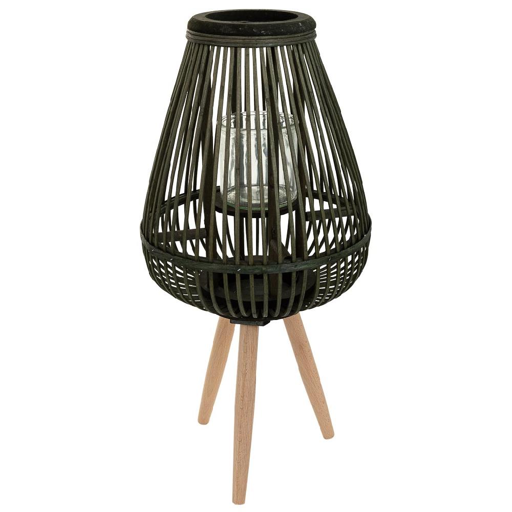 Creaciones meng DECORACION - FAROLES - farol portavelasde bambu verde