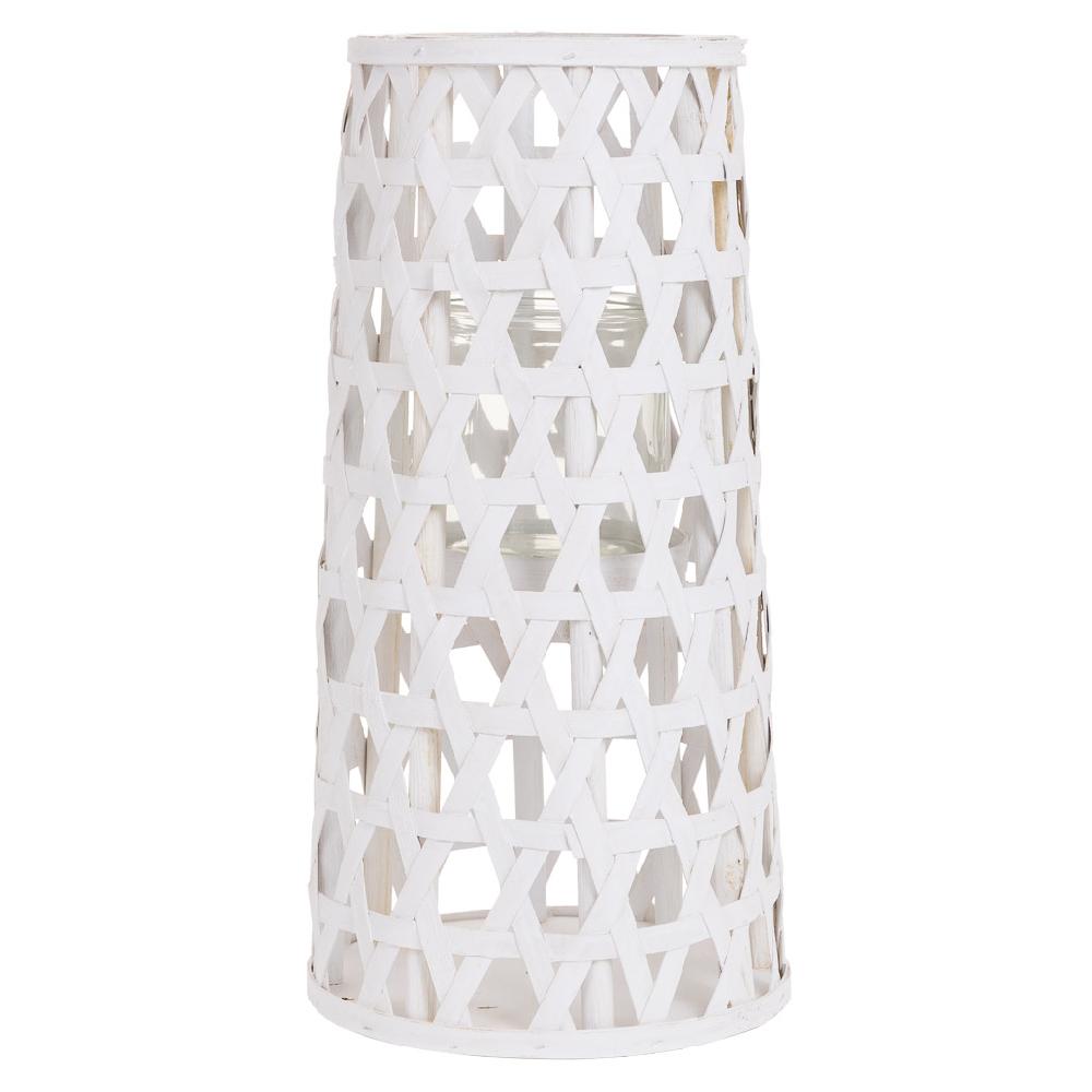 Creaciones Meng DECORACION - FAROLES - Farol Portavelasde Madera Blanco