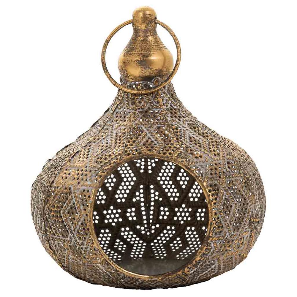 Creaciones Meng DECORACION - FAROLES - Portavelas De Metal Dorado