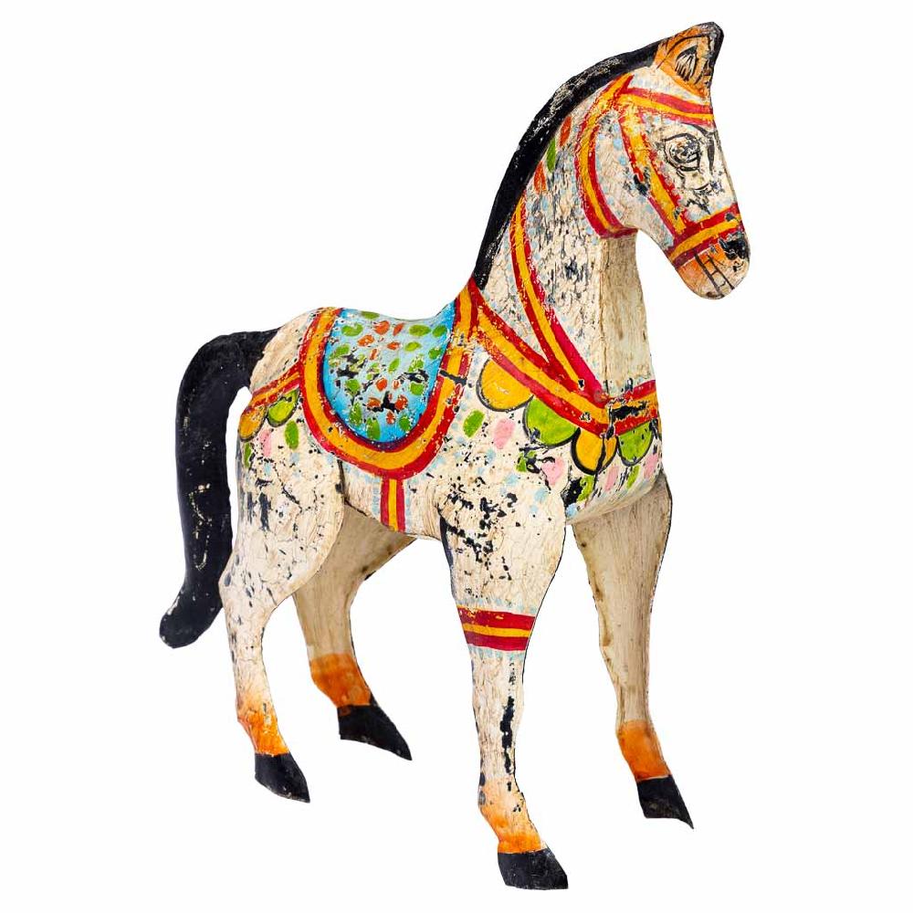 Creaciones meng DECORACION - FIGURAS DE ANIMALES - caballo deco de metal pintado artesanal envejecido blanco