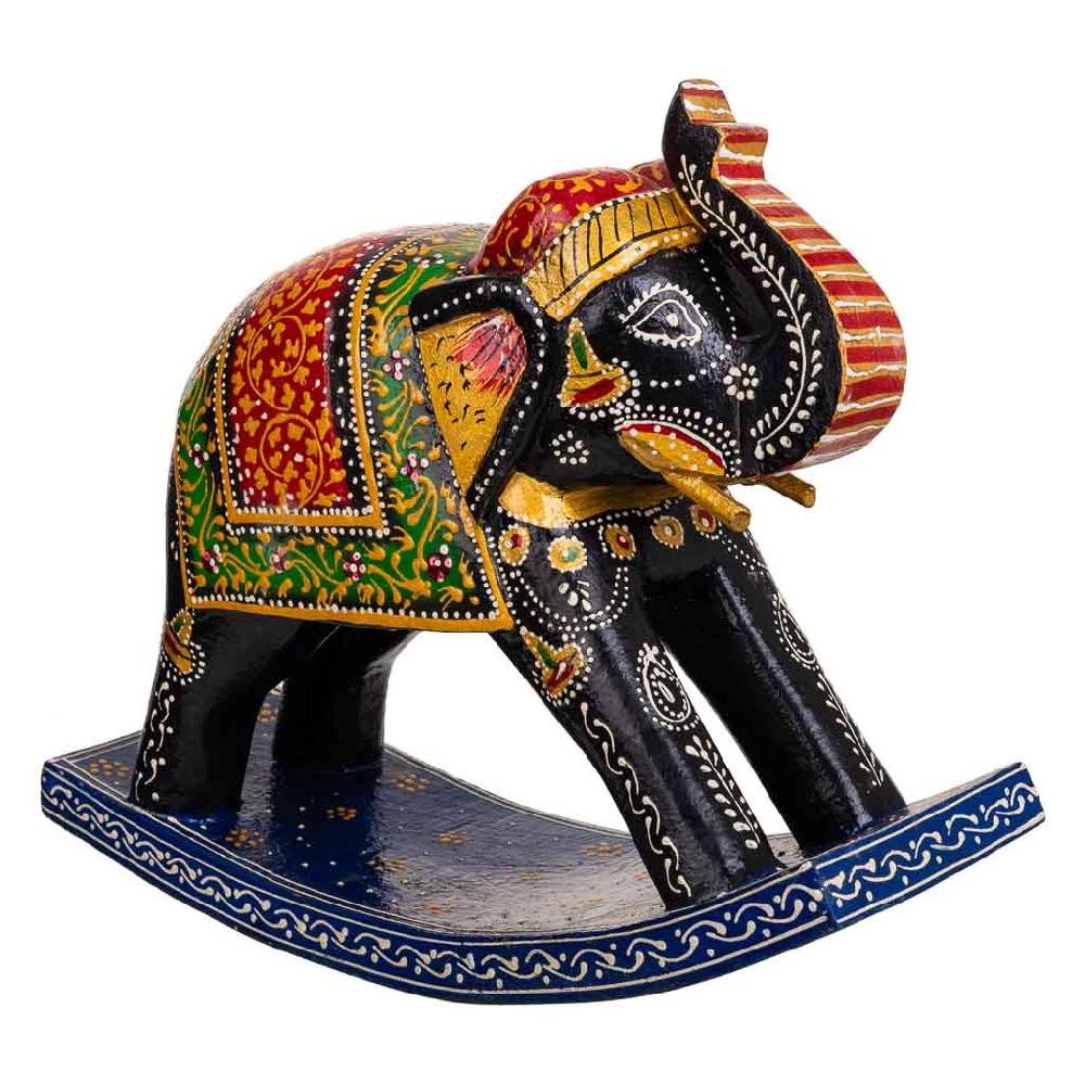 Creaciones meng DECORACION - FIGURAS DE ANIMALES - elefante de madera pintado artesanal