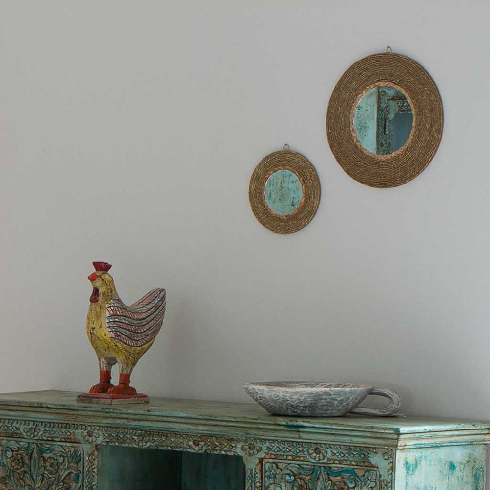 Creaciones Meng DECORACION - FIGURAS DE ANIMALES - Gallo Deco De Madera Pintado Artesanal Envejecido Amarillo