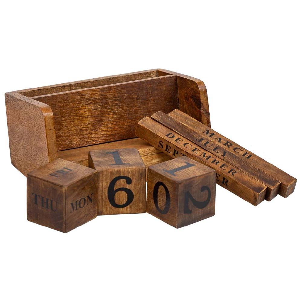 Creaciones meng DECORACION - FIGURAS DECORACION - calendario de cuatro cubos de madera marron
