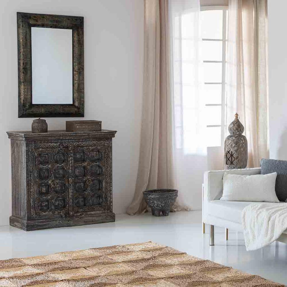 Creaciones Meng DECORACION - FIGURAS DECORACION - Centro De Mesa De Papel Mache Acabado Artesanal Envejecido Gris