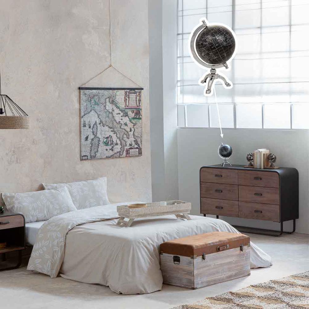 Creaciones Meng DECORACION - FIGURAS DECORACION - Globo Terraqueo De Plástico Con Arco De Hierro Sobre Base De Aluminio Negro