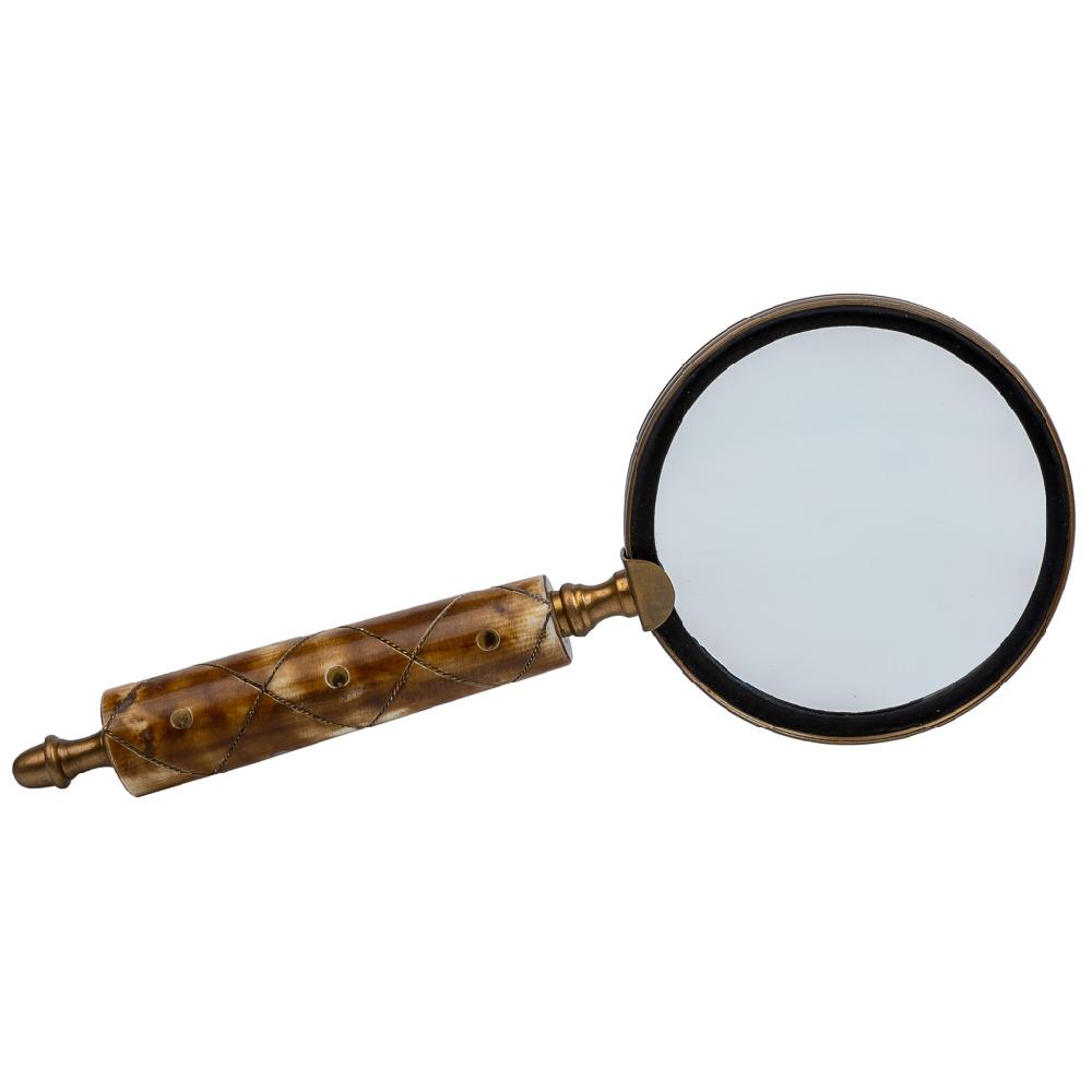 Creaciones Meng DECORACION - FIGURAS DECORACION - Lupa De Metal Con Mango De Hueso Marron