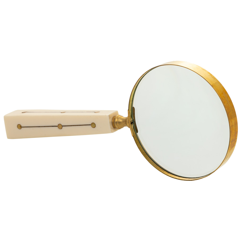 Creaciones meng DECORACION - FIGURAS DECORACION - lupa de metal con mango de hueso marron