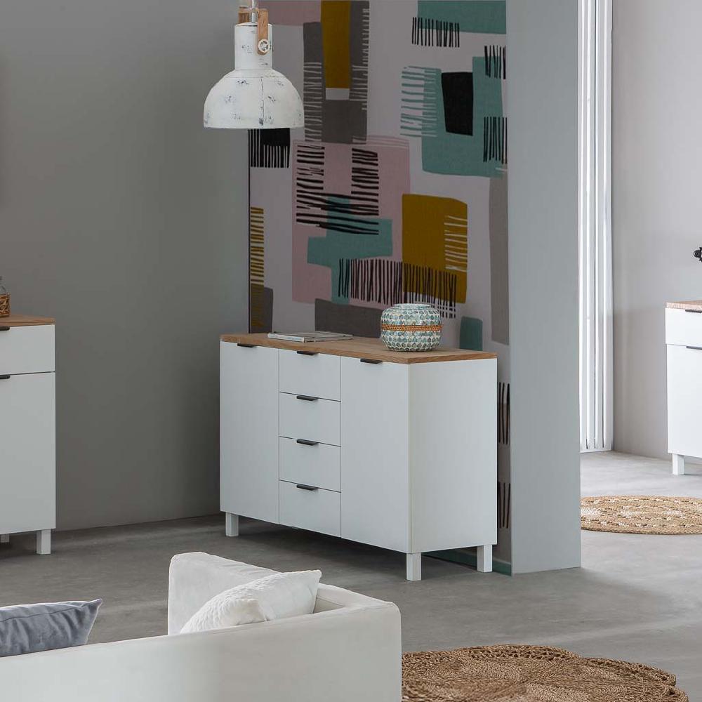 Creaciones Meng DECORACION - JARRONES Y FLOREROS - Jarron De Madera Capiz Y Ratan Azul