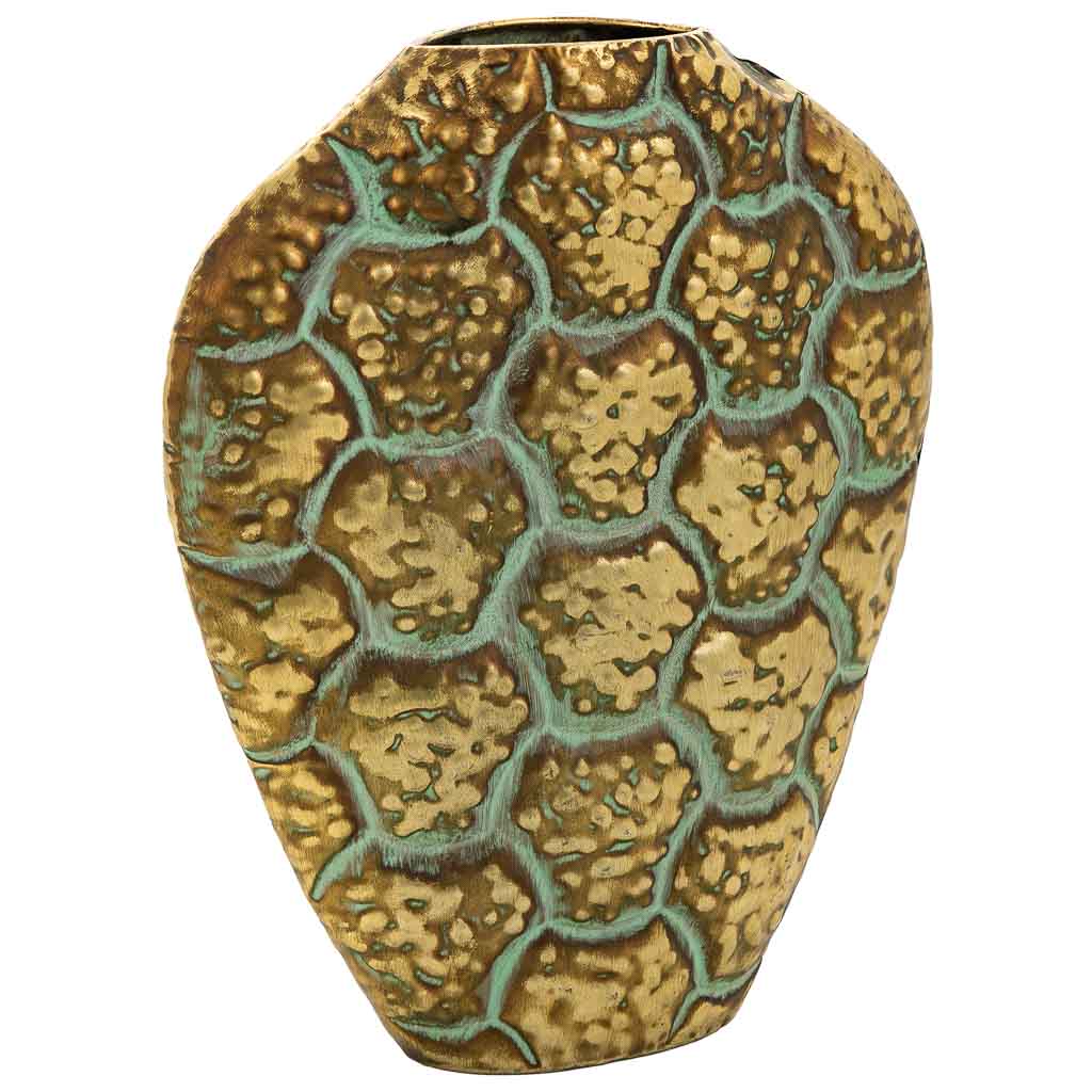 Creaciones meng DECORACION - JARRONES Y FLOREROS - jarron de metal dorado