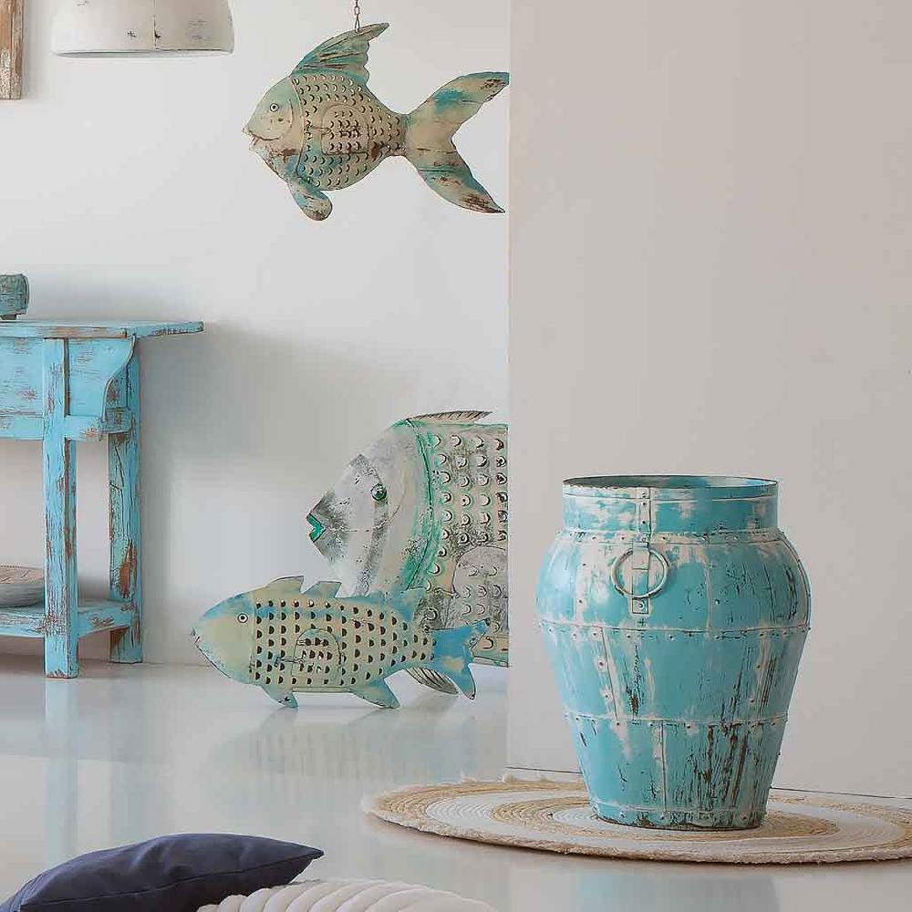 Creaciones Meng DECORACION - JARRONES Y FLOREROS - Jarron De Metal Envejecido Verde