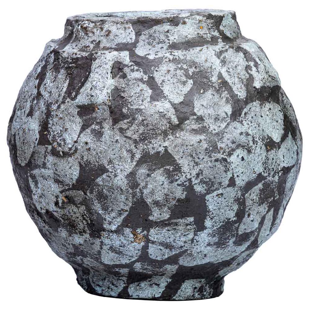 Creaciones Meng DECORACION - JARRONES Y FLOREROS - Jarron De Papel Mache Acabado Artesanal Envejecido Gris