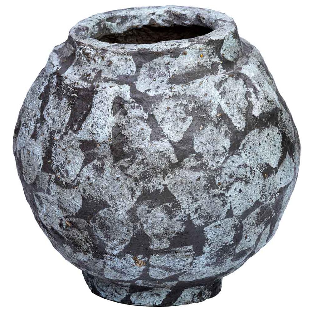 Creaciones meng DECORACION - JARRONES Y FLOREROS - jarron de papel mache acabado artesanal envejecido gris