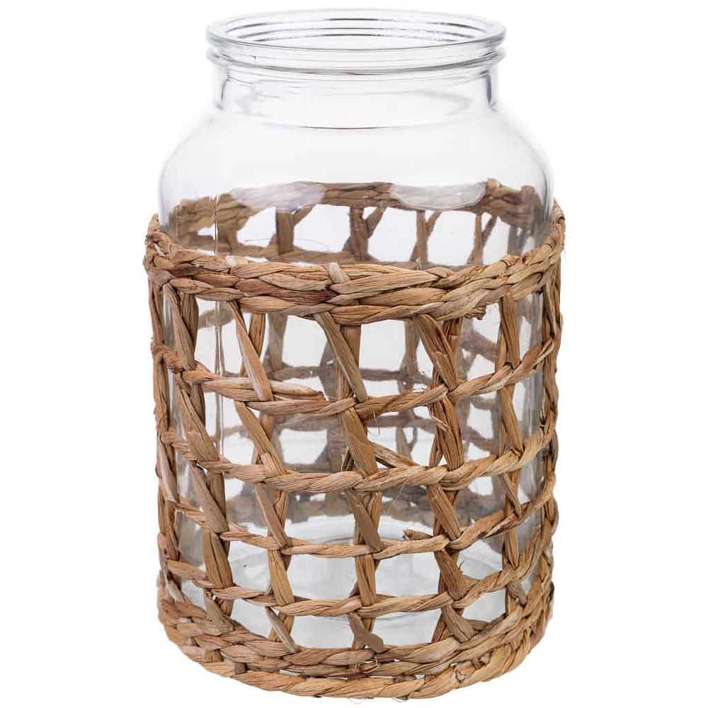 Creaciones meng DECORACION - JARRONES Y FLOREROS - jarron de vidrio forrado de fibras naturales