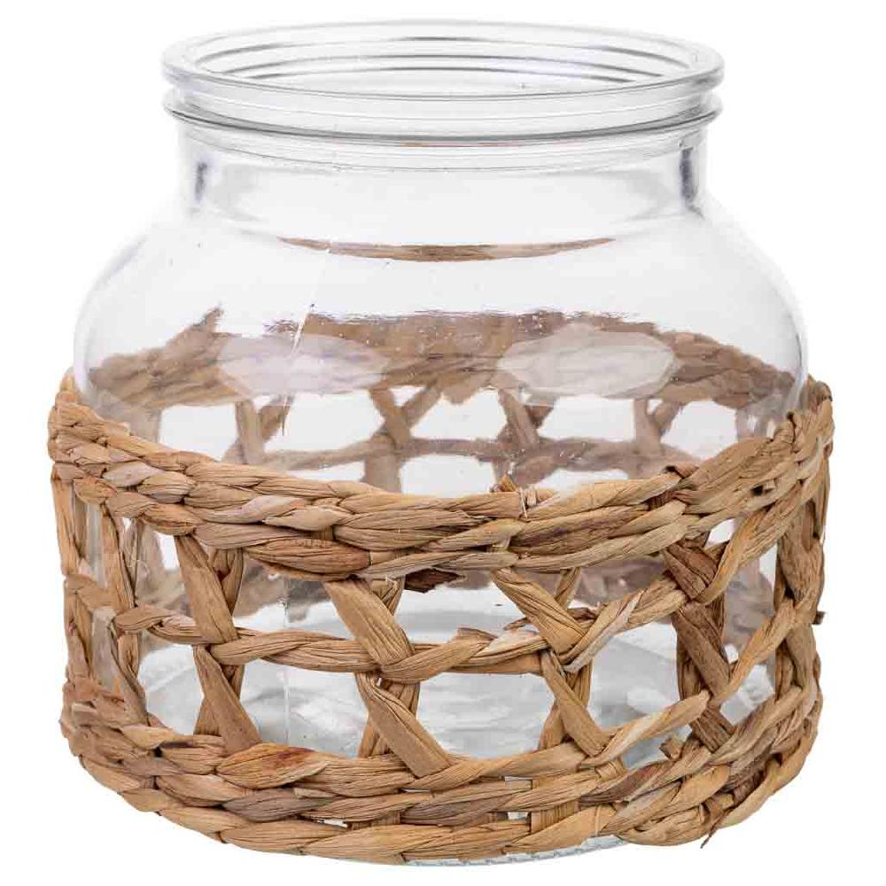 Creaciones meng DECORACION - JARRONES Y FLOREROS - jarron de vidrio forrado de fibras naturales