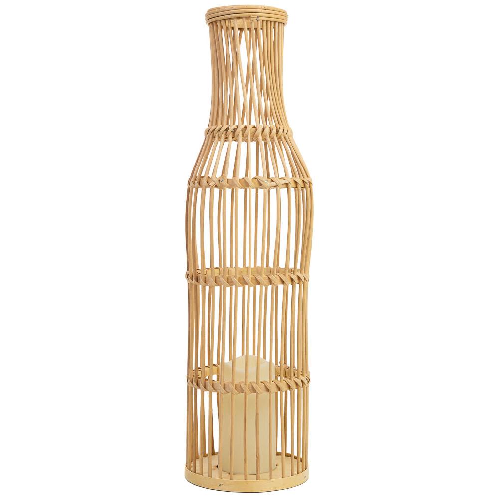 Creaciones Meng DECORACION - JARRONES Y FLOREROS - Jarron Trenzado De Ratan Con Vela A Pilas