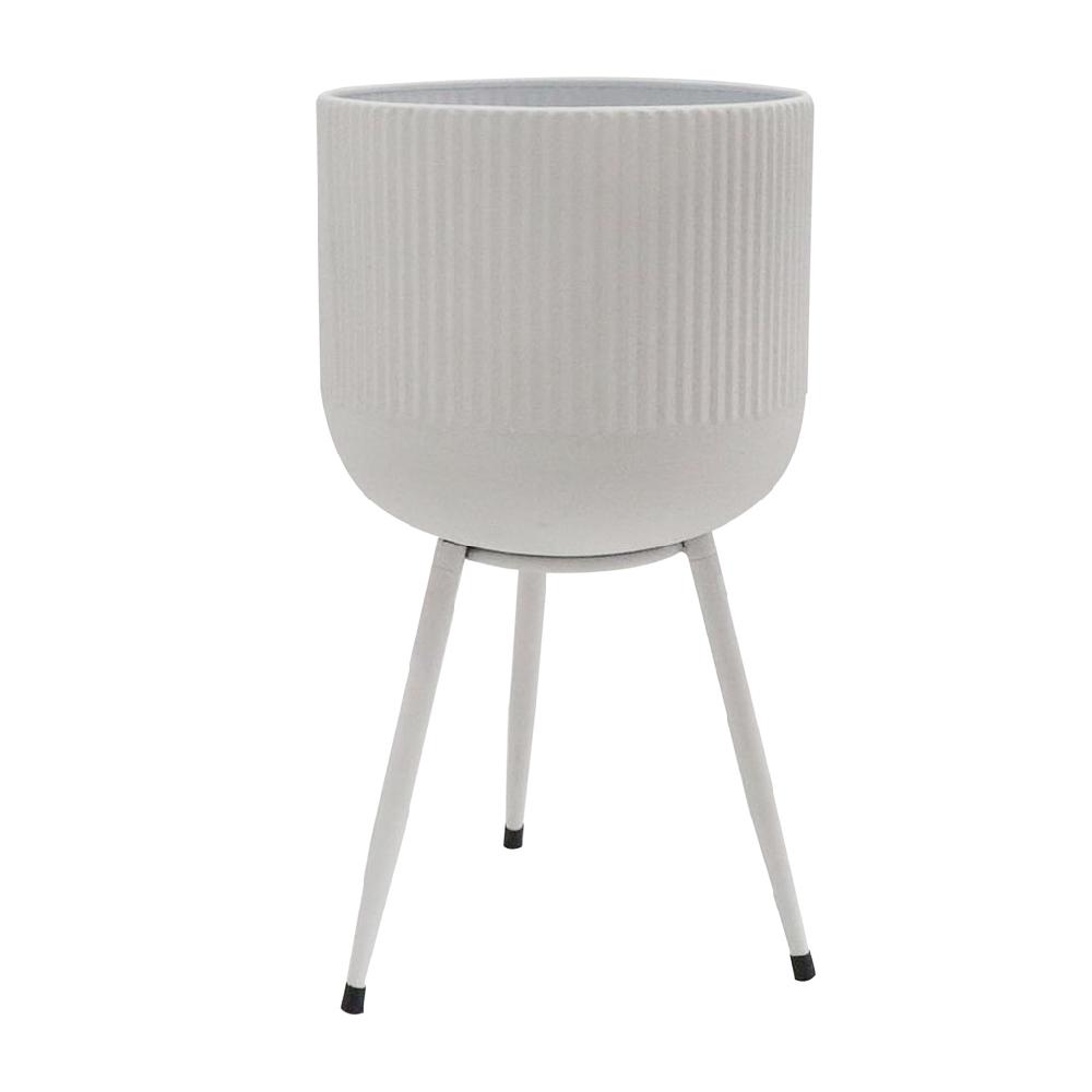 Creaciones meng DECORACION - MACETEROS - macetero con soporte de metal blanco
