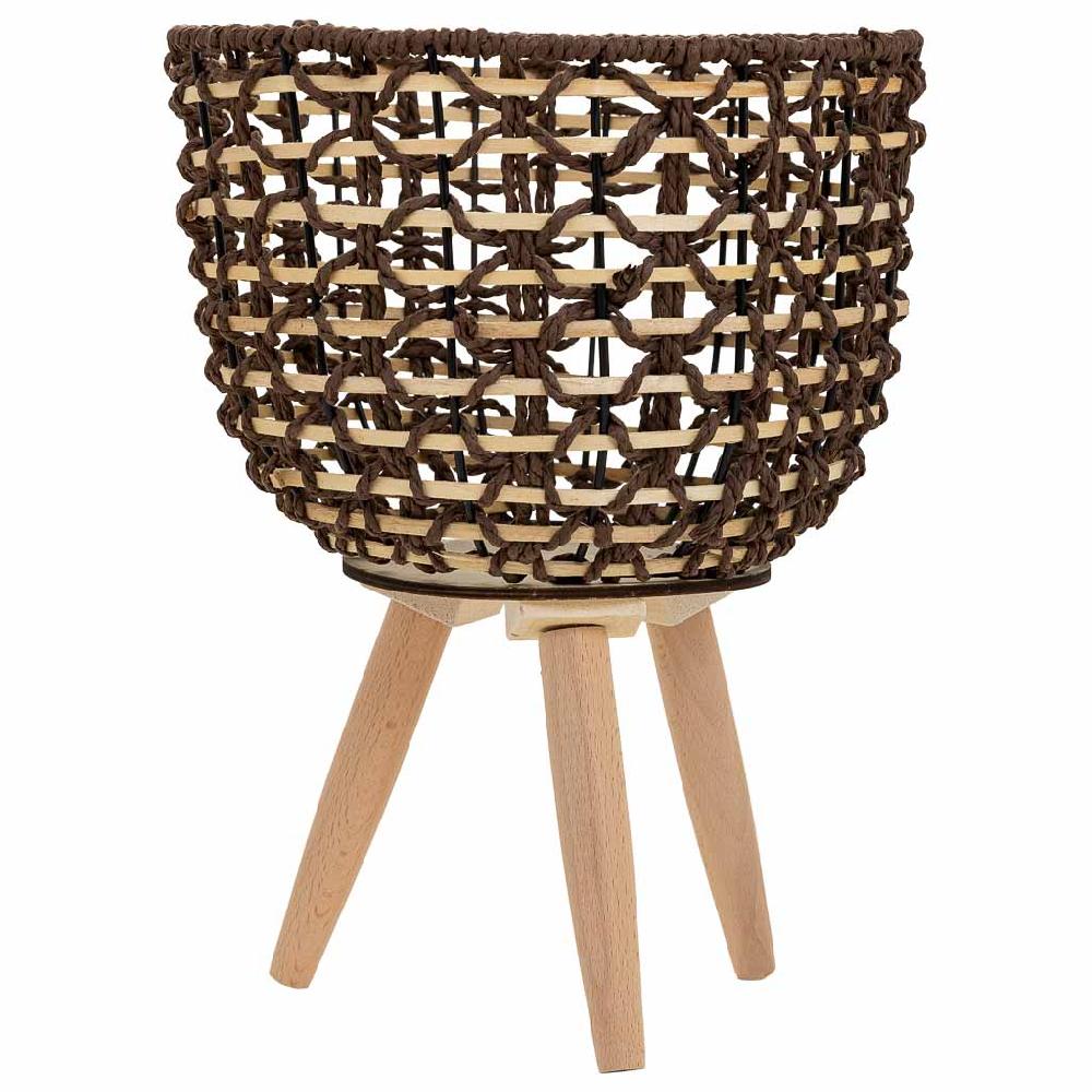 Creaciones Meng DECORACION - MACETEROS - Macetero De Madera Metal Y Cuerda De Papel Marron