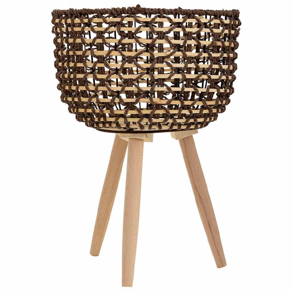 Creaciones Meng DECORACION - MACETEROS - Macetero De Madera Metal Y Cuerda De Papel Marron