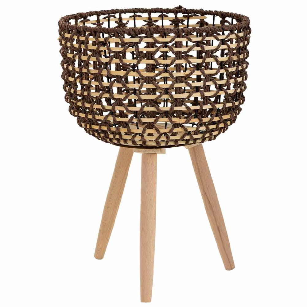 Creaciones meng DECORACION - MACETEROS - macetero de madera metal y cuerda de papel marron