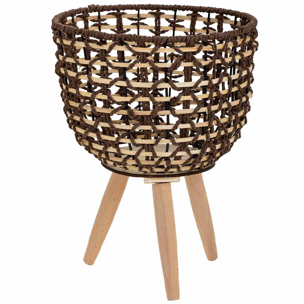 Creaciones meng DECORACION - MACETEROS - macetero de madera metal y cuerda de papel marron