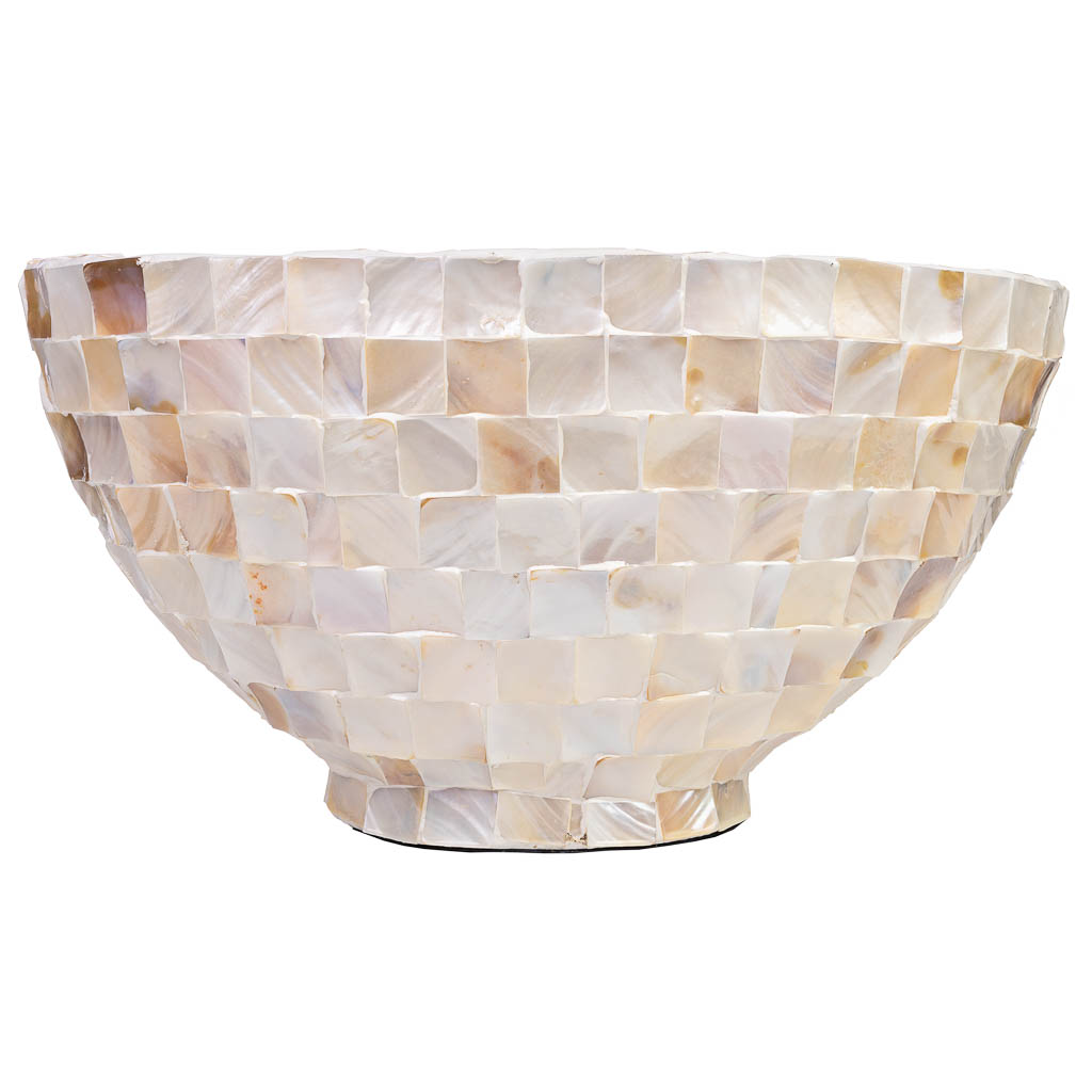 Creaciones Meng DECORACION - MACETEROS - Macetero De Madera Y Madreperla Beige