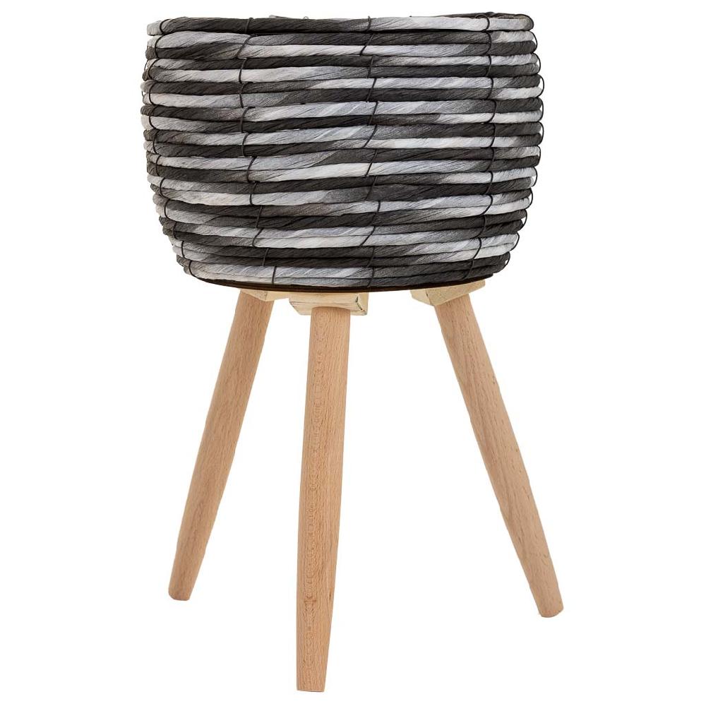 Creaciones Meng DECORACION - MACETEROS - Macetero De Metal Y Cuerda De Papel Negro