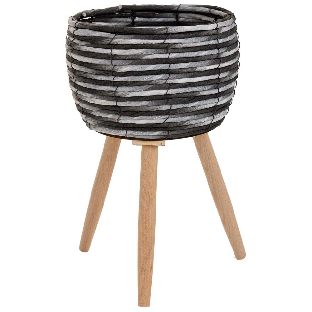 Creaciones meng DECORACION - MACETEROS - macetero de metal y cuerda de papel negro