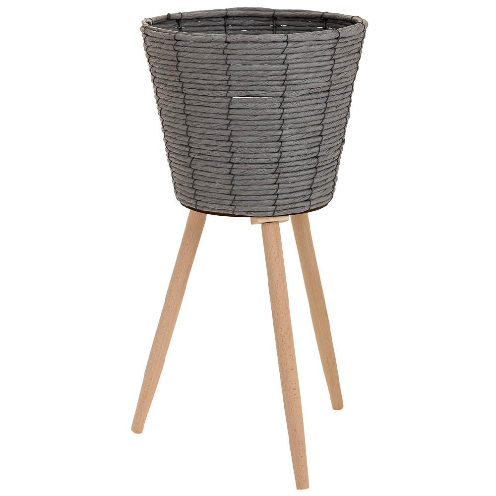 Creaciones meng DECORACION - MACETEROS - macetero de metal y cuerda de papel gris