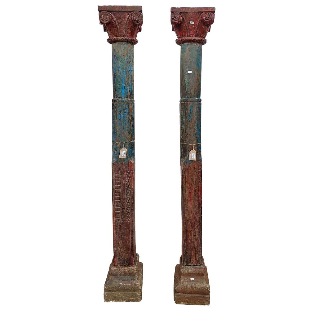 Creaciones meng DECORACION - OBJETOS SINGULARES - dos columnas de madera con acabado artesanal