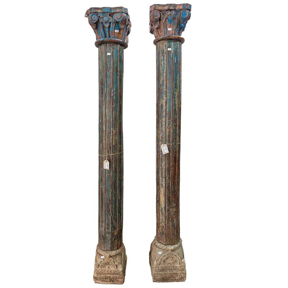 Creaciones meng DECORACION - OBJETOS SINGULARES - dos columnas de madera con acabado artesanal