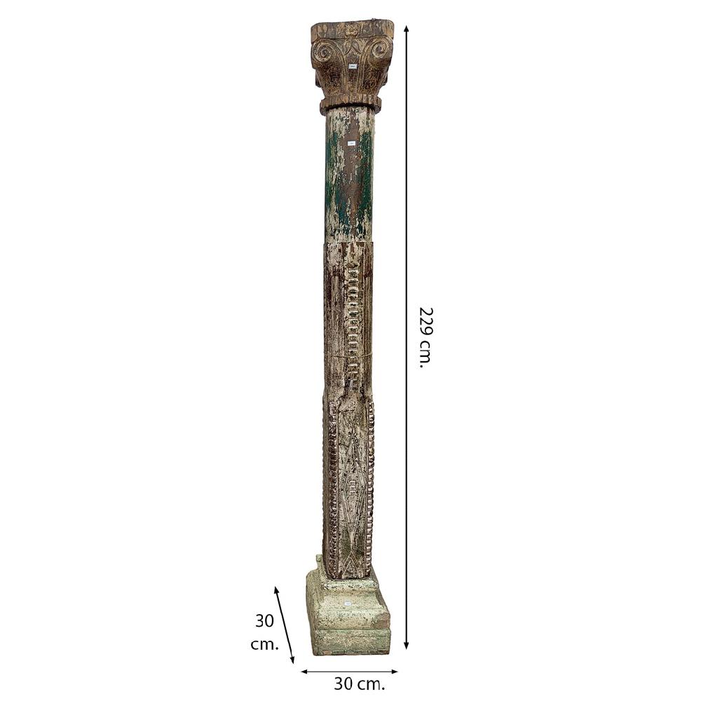 Creaciones Meng DECORACION - OBJETOS SINGULARES - Dos Columnas De Madera Con Base De Piedra Y Cabado Artesanal