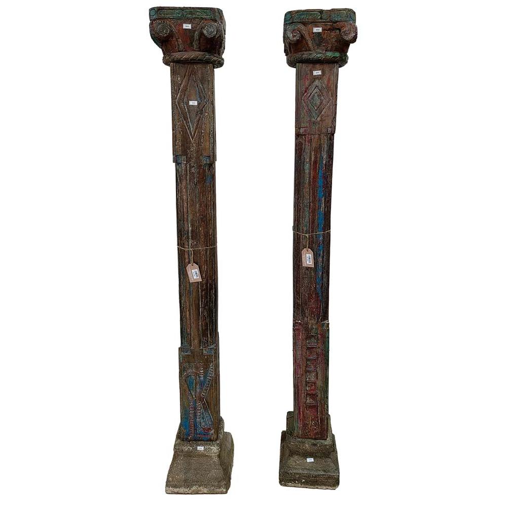 Creaciones meng DECORACION - OBJETOS SINGULARES - dos columnas de madera con acabado artesanal