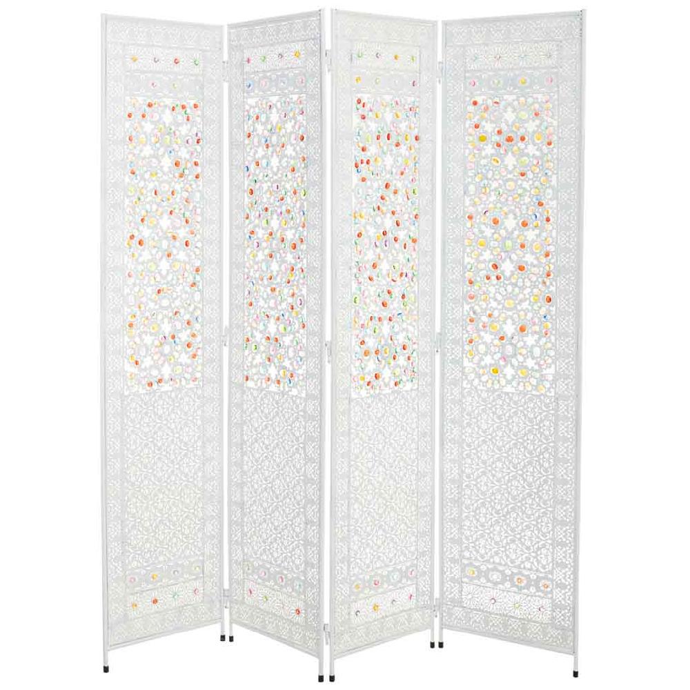 Creaciones meng DECORACION - PARABANES (BIOMBOS) - paraban de metal blanco y cristal acrilico de colores