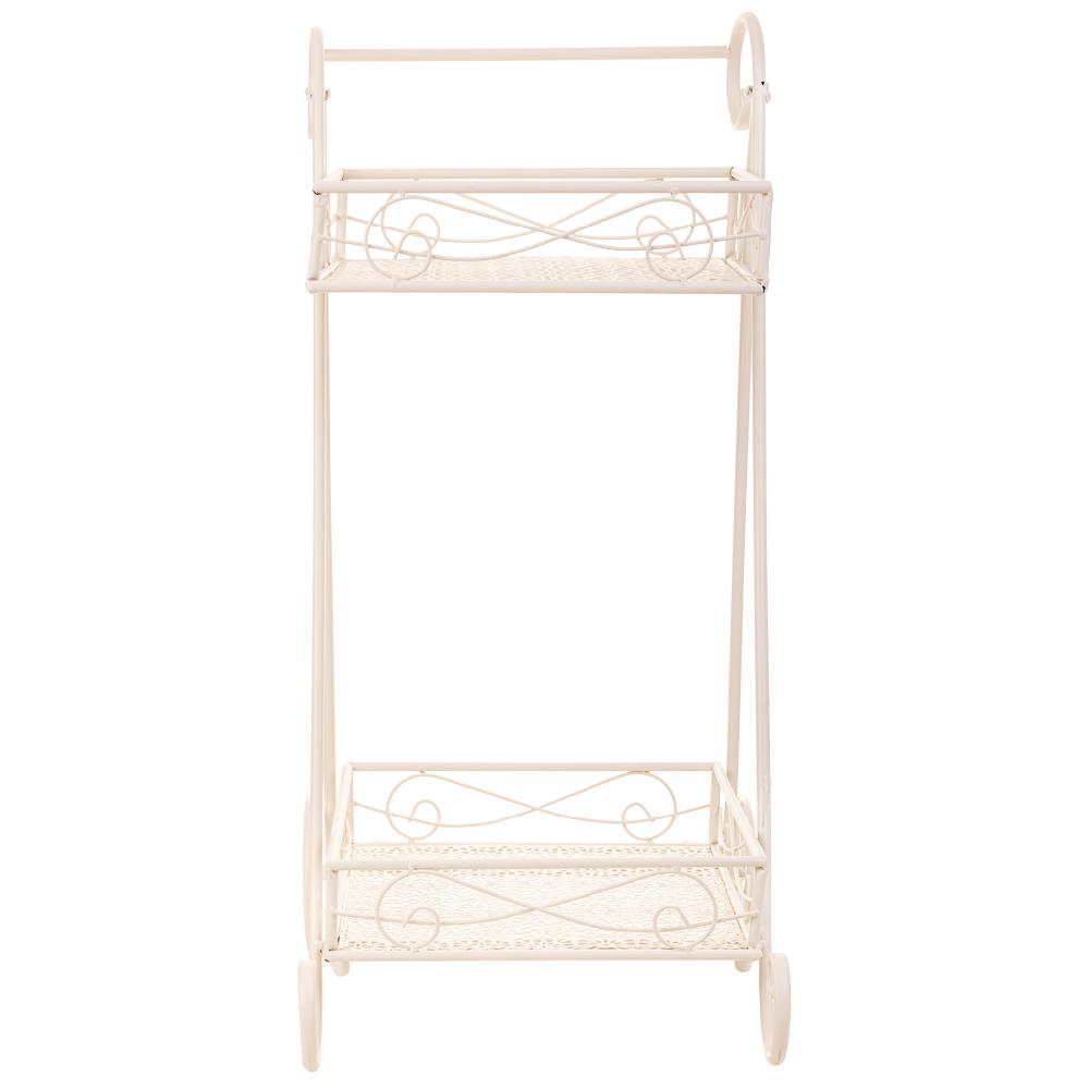 Creaciones Meng DECORACION - SOPORTE MACETEROS - Carrito 2 Baldas Para Macetas De Forja Blanco