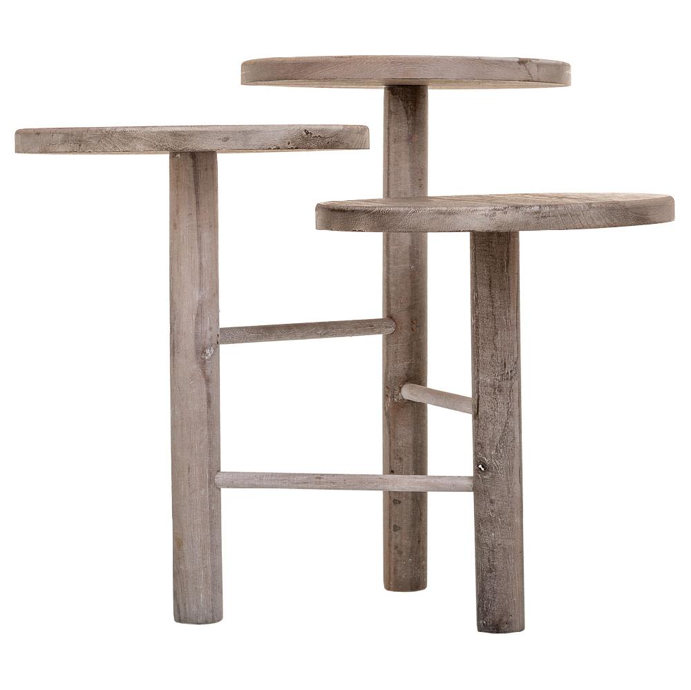 Creaciones Meng DECORACION - SOPORTE MACETEROS - Soporte De Madera Para 3 Macetas Blanco