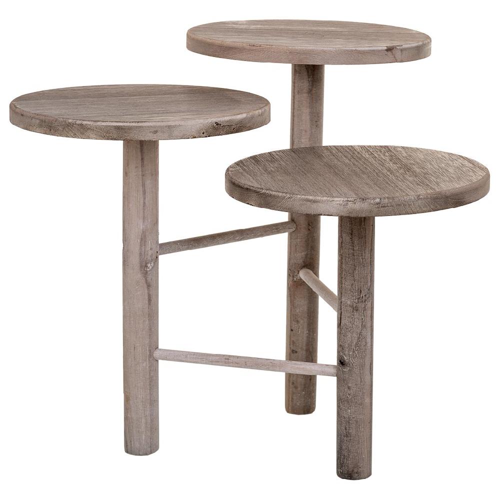 Creaciones meng DECORACION - SOPORTE MACETEROS - soporte de madera para 3 macetas blanco