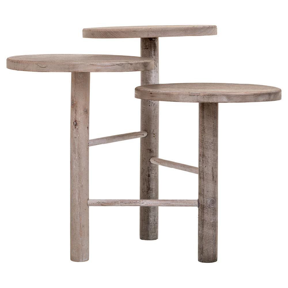 Creaciones Meng DECORACION - SOPORTE MACETEROS - Soporte De Madera Para 3 Macetas Marron